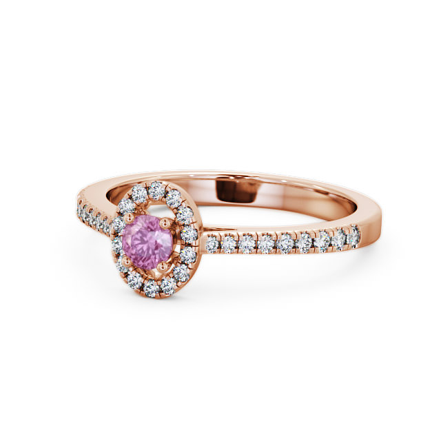 Halo Pink Sapphire and Diamond 0.36ct Ring 9K Rose Gold - Verel GEM18_RG_PS_FLAT