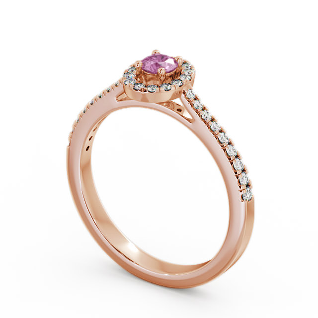 Halo Pink Sapphire and Diamond 0.36ct Ring 18K Rose Gold - Verel GEM18_RG_PS_SIDE