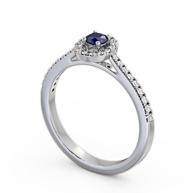 Halo Blue Sapphire and Diamond 0.36ct Ring 18K White Gold - Verel