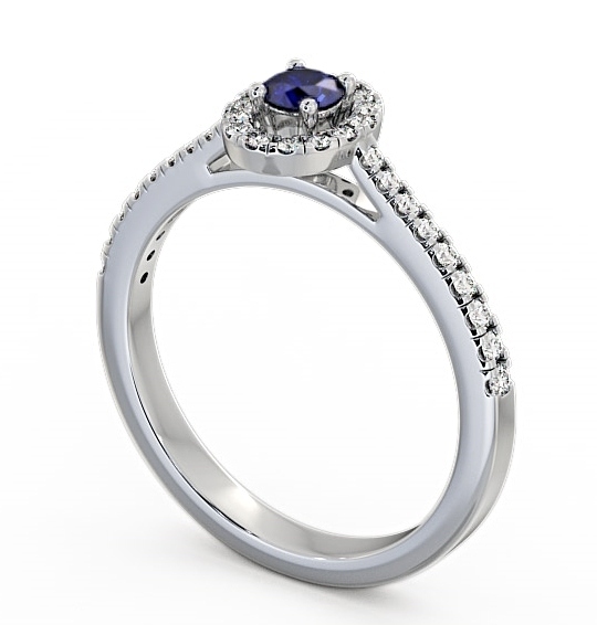  Halo Blue Sapphire and Diamond 0.36ct Ring 18K White Gold - Verel GEM18_WG_BS_THUMB1 