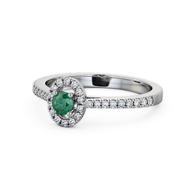 Halo Emerald and Diamond 0.33ct Ring 18K White Gold - Verel GEM18_WG_EM_FLAT