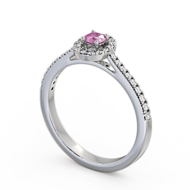 Halo Pink Sapphire and Diamond 0.36ct Ring 9K White Gold - Verel GEM18_WG_PS_SIDE
