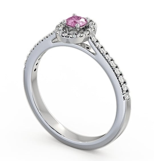 Halo Pink Sapphire and Diamond 0.36ct Ring 18K White Gold GEM18_WG_PS_THUMB1