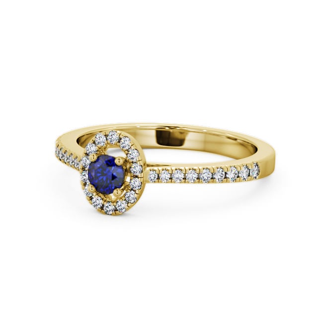 Halo Blue Sapphire and Diamond 0.36ct Ring 18K Yellow Gold - Verel GEM18_YG_BS_FLAT