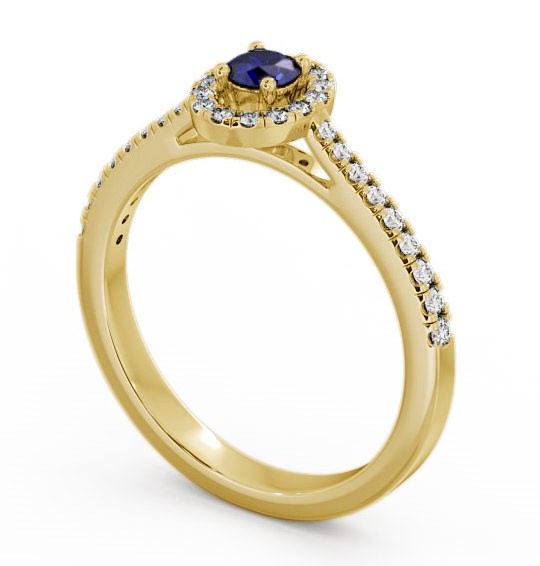 Halo Blue Sapphire and Diamond 0.36ct Ring 18K Yellow Gold GEM18_YG_BS_THUMB1