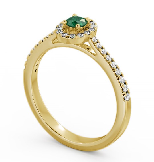 Halo Emerald and Diamond 0.33ct Ring 18K Yellow Gold GEM18_YG_EM_THUMB1