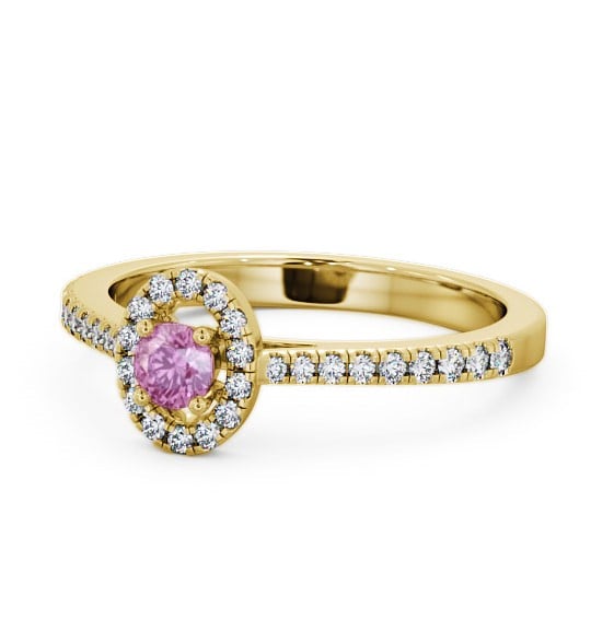  Halo Pink Sapphire and Diamond 0.36ct Ring 18K Yellow Gold - Verel GEM18_YG_PS_THUMB2 