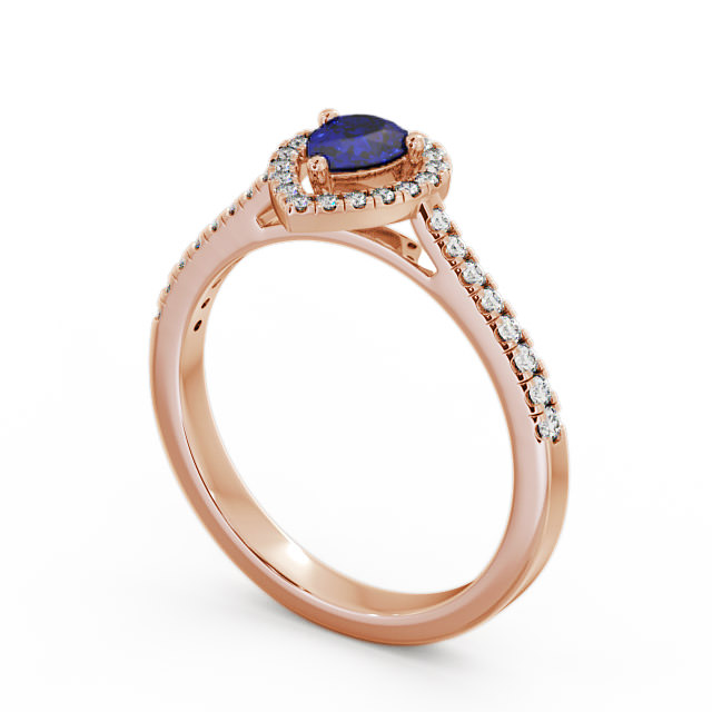 Halo Blue Sapphire and Diamond 0.57ct Ring 18K Rose Gold - Orla GEM19_RG_BS_SIDE