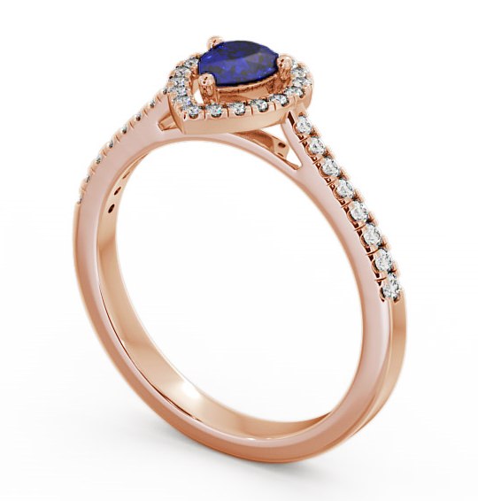 Halo Blue Sapphire and Diamond 0.57ct Ring 9K Rose Gold GEM19_RG_BS_THUMB1