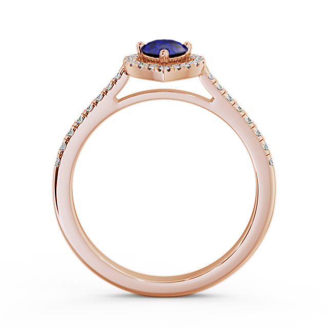 Halo Blue Sapphire and Diamond 0.57ct Ring 18K Rose Gold - Orla GEM19_RG_BS_UP