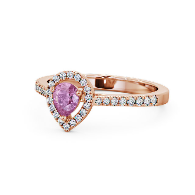 Halo Pink Sapphire and Diamond 0.57ct Ring 18K Rose Gold - Orla GEM19_RG_PS_FLAT