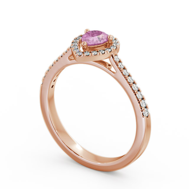 Halo Pink Sapphire and Diamond 0.57ct Ring 18K Rose Gold - Orla GEM19_RG_PS_SIDE