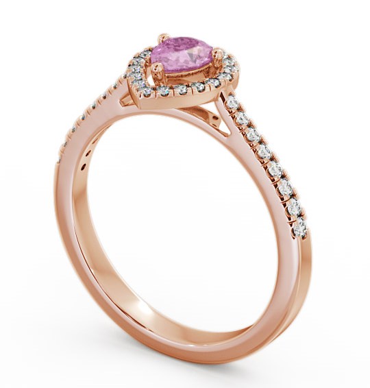 Halo Pink Sapphire and Diamond 0.57ct Ring 18K Rose Gold GEM19_RG_PS_THUMB1 