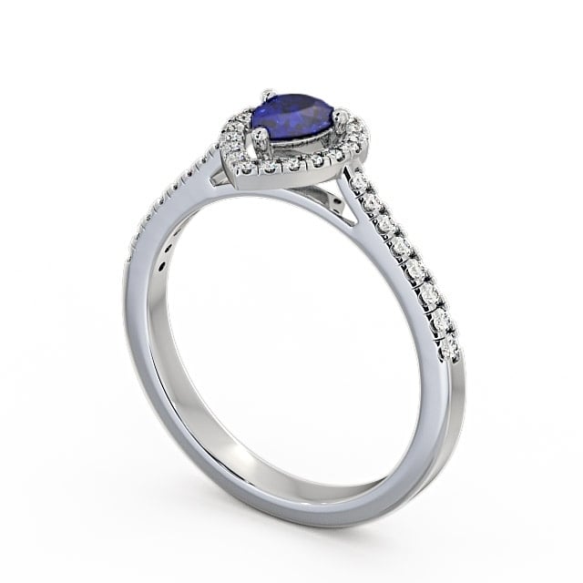 Halo Blue Sapphire and Diamond 0.57ct Ring Platinum - Orla GEM19_WG_BS_SIDE