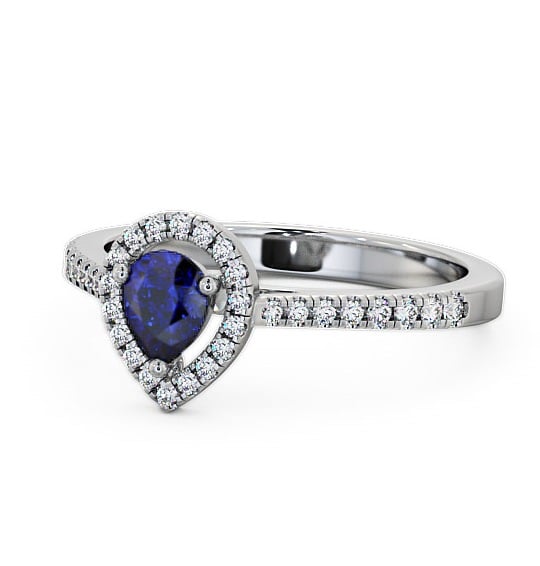 Halo Blue Sapphire and Diamond 0.57ct Ring 18K White Gold GEM19_WG_BS_THUMB2 