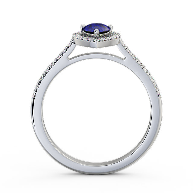 Halo Blue Sapphire and Diamond 0.57ct Ring 18K White Gold - Orla GEM19_WG_BS_UP