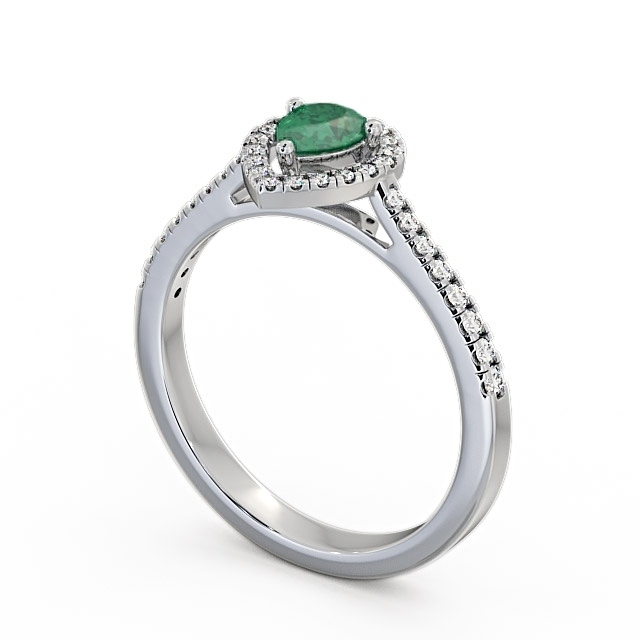 Halo Emerald and Diamond 0.52ct Ring 9K White Gold - Orla GEM19_WG_EM_SIDE