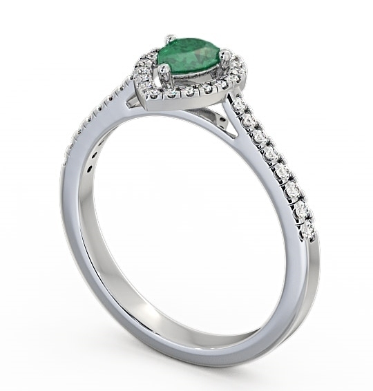 Halo Emerald and Diamond 0.52ct Ring 9K White Gold GEM19_WG_EM_THUMB1