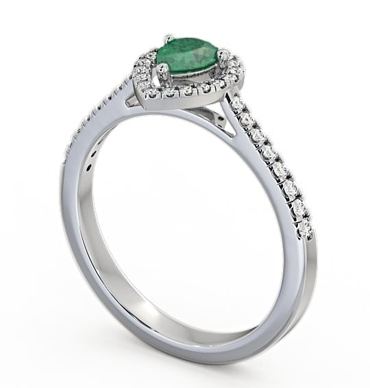 Halo Emerald and Diamond 0.52ct Ring 18K White Gold GEM19_WG_EM_THUMB1