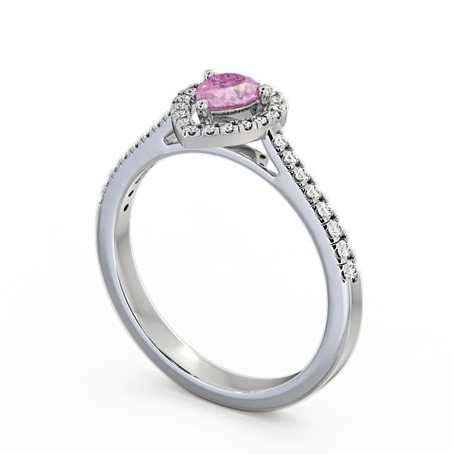 Halo Pink Sapphire and Diamond 0.57ct Ring 18K White Gold - Orla GEM19_WG_PS_SIDE