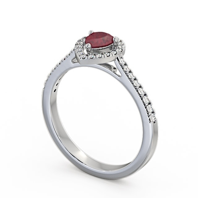 Halo Ruby and Diamond 0.57ct Ring 18K White Gold - Orla