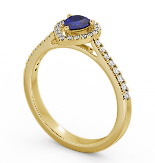 Halo Blue Sapphire and Diamond 0.57ct Ring 9K Yellow Gold - Orla GEM19_YG_BS_THUMB1