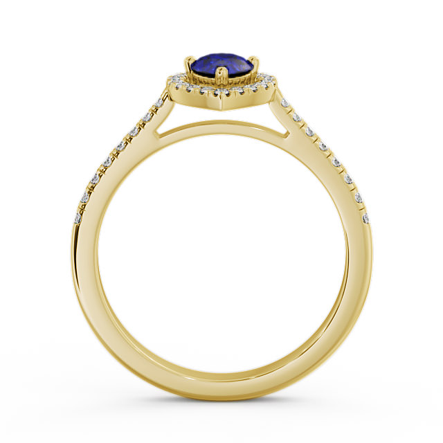 Halo Blue Sapphire and Diamond 0.57ct Ring 9K Yellow Gold - Orla GEM19_YG_BS_UP