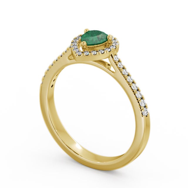 Halo Emerald and Diamond 0.52ct Ring 9K Yellow Gold - Orla GEM19_YG_EM_SIDE