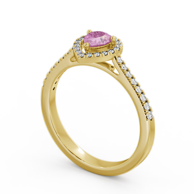 Halo Pink Sapphire and Diamond 0.57ct Ring 9K Yellow Gold - Orla GEM19_YG_PS_SIDE