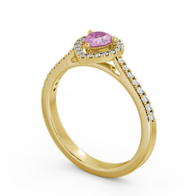 Halo Pink Sapphire and Diamond 0.57ct Ring 18K Yellow Gold - Orla GEM19_YG_PS_SIDE