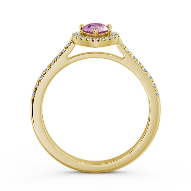 Halo Pink Sapphire and Diamond 0.57ct Ring 18K Yellow Gold - Orla GEM19_YG_PS_UP