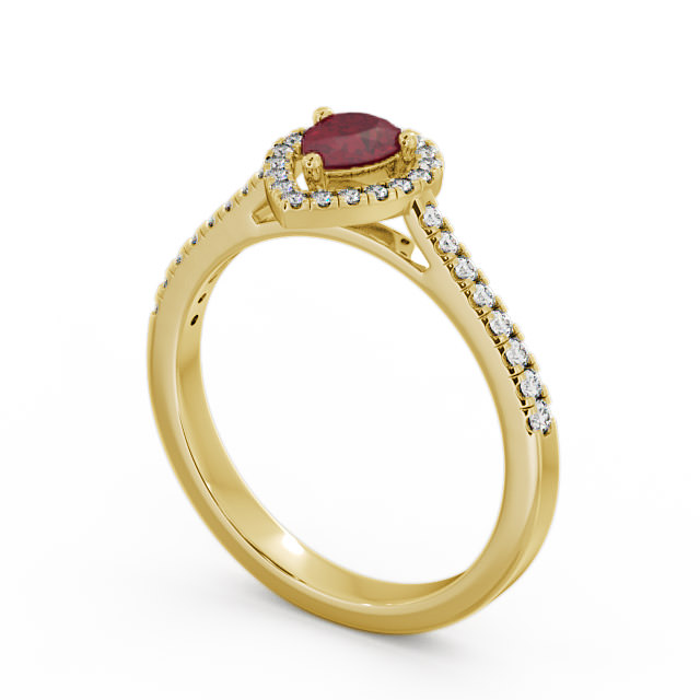 Halo Ruby and Diamond 0.57ct Ring 18K Yellow Gold - Orla