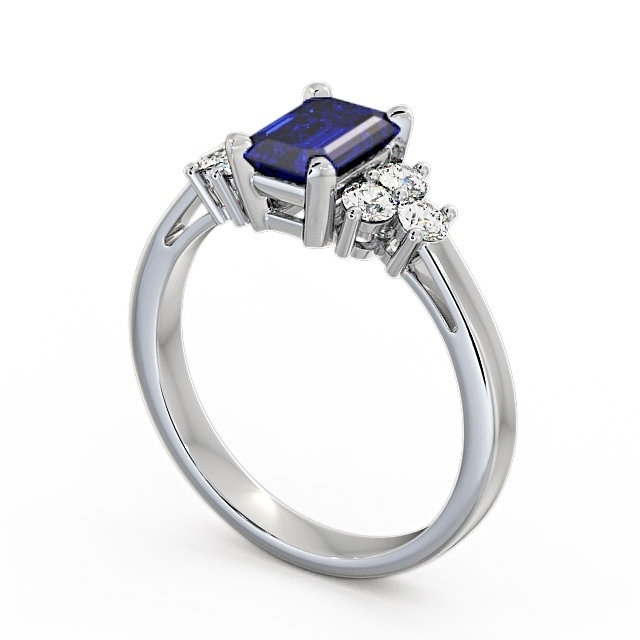 Blue Sapphire and Diamond 1.51ct Ring 18K White Gold - Ambra GEM1_WG_BS_SIDE