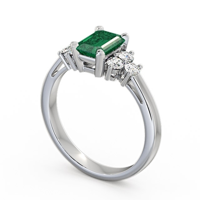 Emerald and Diamond 1.26ct Ring 18K White Gold - Ambra GEM1_WG_EM_SIDE