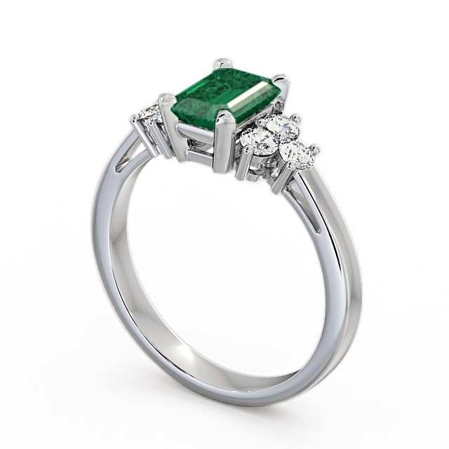 Emerald and Diamond 1.26ct Ring 9K White Gold - Ambra GEM1_WG_EM_SIDE