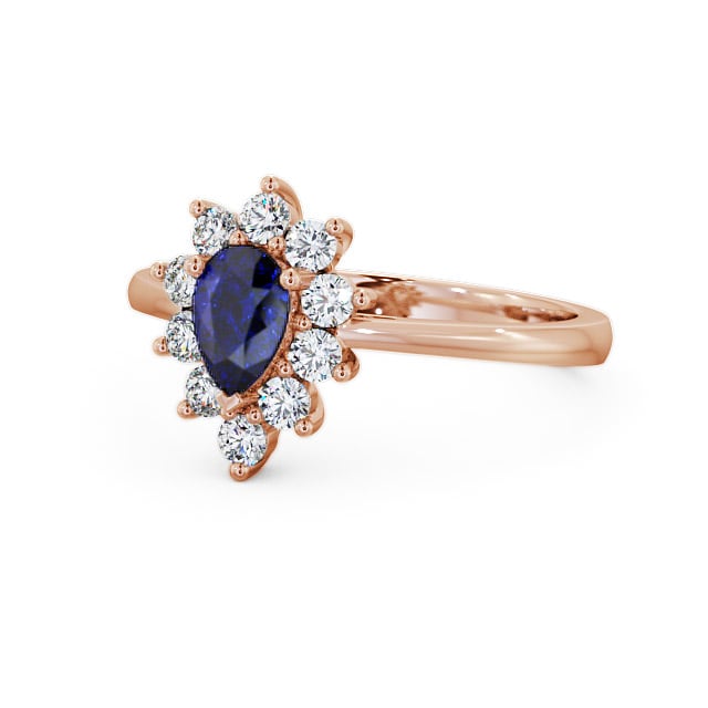 Cluster Blue Sapphire and Diamond 0.85ct Ring 9K Rose Gold - Lacey GEM20_RG_BS_FLAT