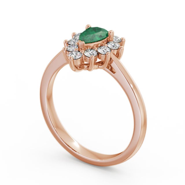 Cluster Emerald and Diamond 0.80ct Ring 9K Rose Gold - Lacey GEM20_RG_EM_SIDE