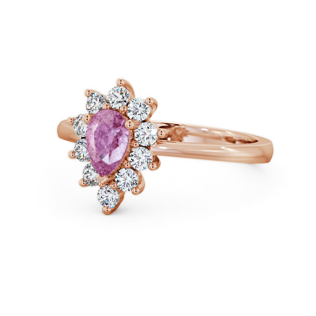 Cluster Pink Sapphire and Diamond 0.85ct Ring 9K Rose Gold - Lacey GEM20_RG_PS_FLAT