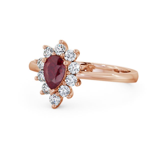 Cluster Ruby and Diamond 0.85ct Ring 18K Rose Gold - Lacey GEM20_RG_RU_FLAT