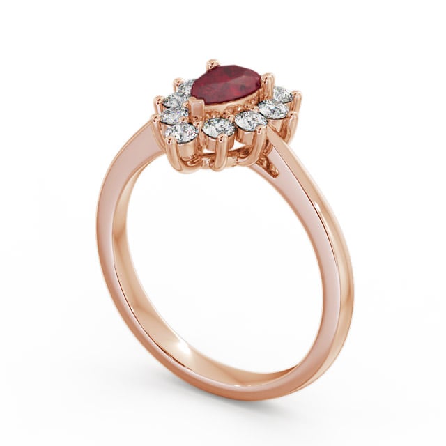 Cluster Ruby and Diamond 0.85ct Ring 18K Rose Gold - Lacey GEM20_RG_RU_SIDE