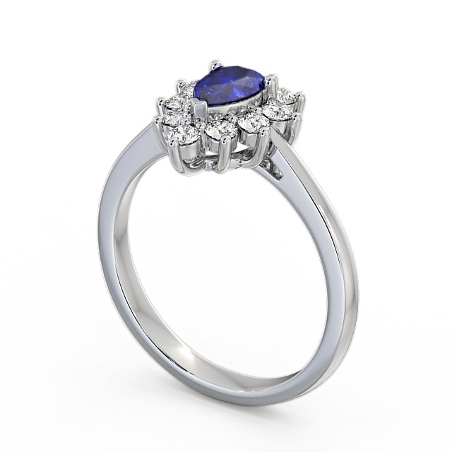 Cluster Blue Sapphire and Diamond 0.85ct Ring 9K White Gold - Lacey GEM20_WG_BS_SIDE