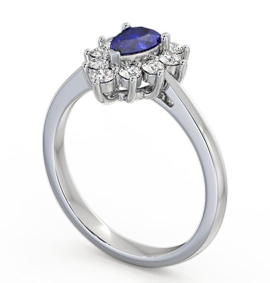 Cluster Blue Sapphire and Diamond 0.85ct Ring 18K White Gold GEM20_WG_BS_THUMB1