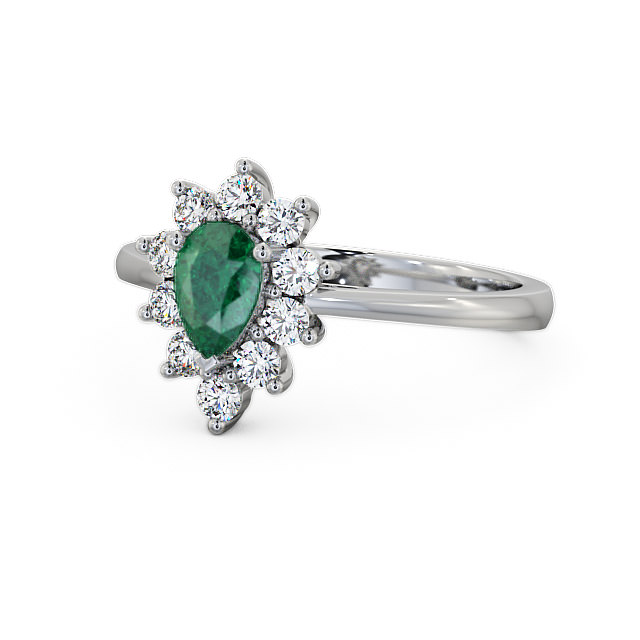 Cluster Emerald and Diamond 0.80ct Ring 18K White Gold - Lacey GEM20_WG_EM_FLAT