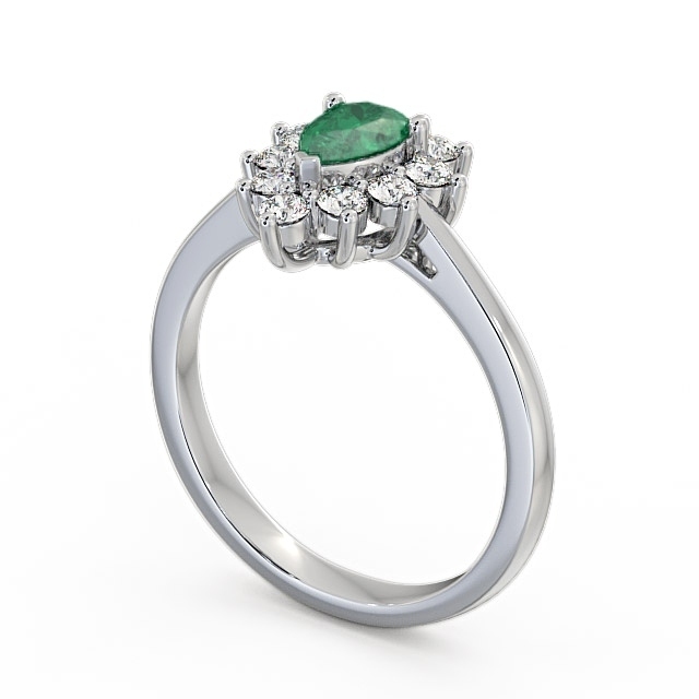 Cluster Emerald and Diamond 0.80ct Ring 18K White Gold - Lacey GEM20_WG_EM_SIDE