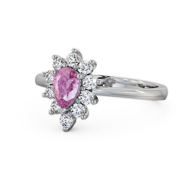Cluster Pink Sapphire and Diamond 0.85ct Ring 9K White Gold - Lacey GEM20_WG_PS_FLAT