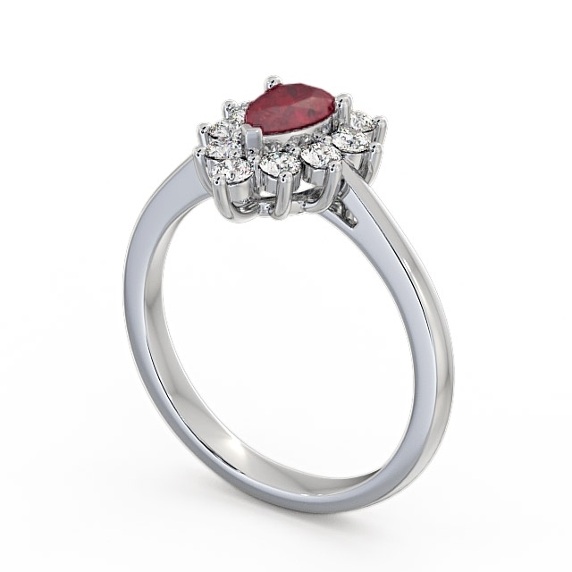 Cluster Ruby and Diamond 0.85ct Ring 9K White Gold - Lacey