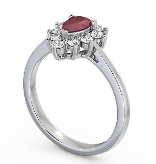 Cluster Ruby and Diamond 0.85ct Ring 18K White Gold GEM20_WG_RU_THUMB1 