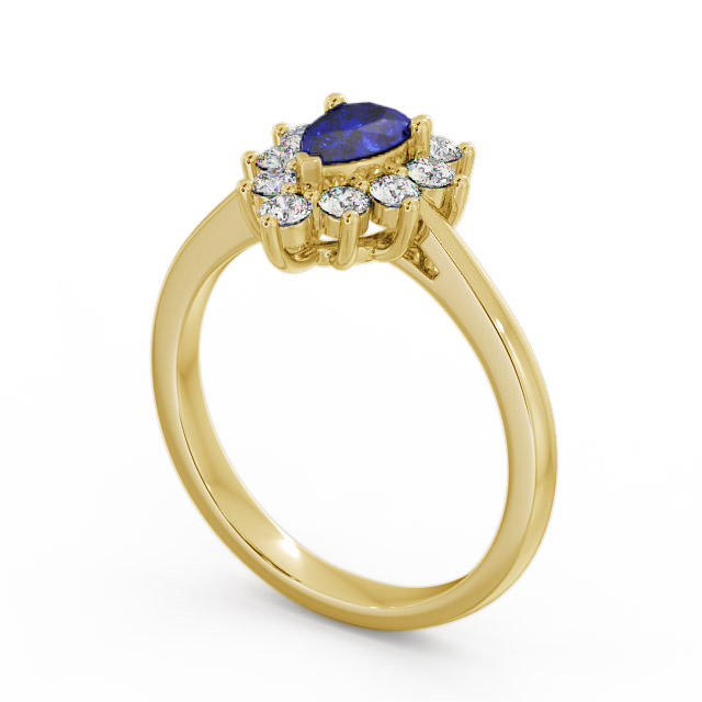 Cluster Blue Sapphire and Diamond 0.85ct Ring 9K Yellow Gold - Lacey GEM20_YG_BS_SIDE