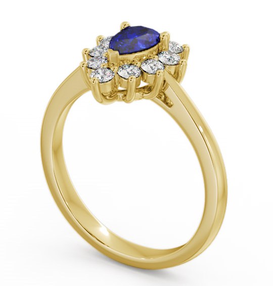 Cluster Blue Sapphire and Diamond 0.85ct Ring 9K Yellow Gold GEM20_YG_BS_THUMB1