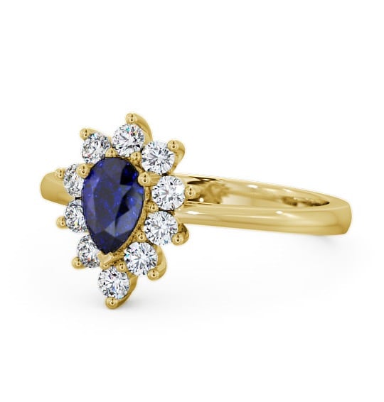  Cluster Blue Sapphire and Diamond 0.85ct Ring 18K Yellow Gold - Lacey GEM20_YG_BS_THUMB2 